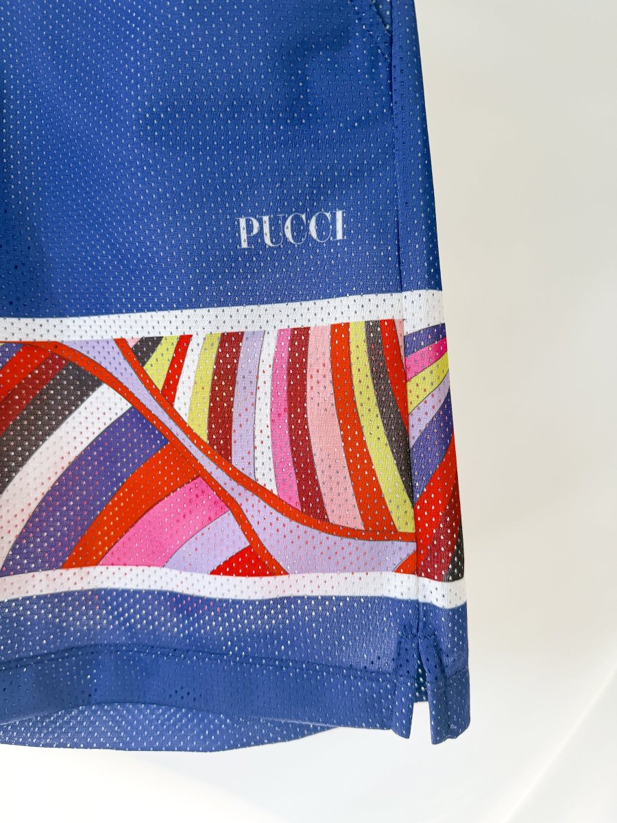 Pucci Kids Purple Printed Mesh Shorts - Imagen 3