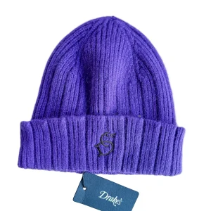 Drake's Purple Lambswool Angora Beanie Hat