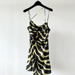 De La Vali Frisco Spaghetti Strap Tiger Black Neon Mini Dress