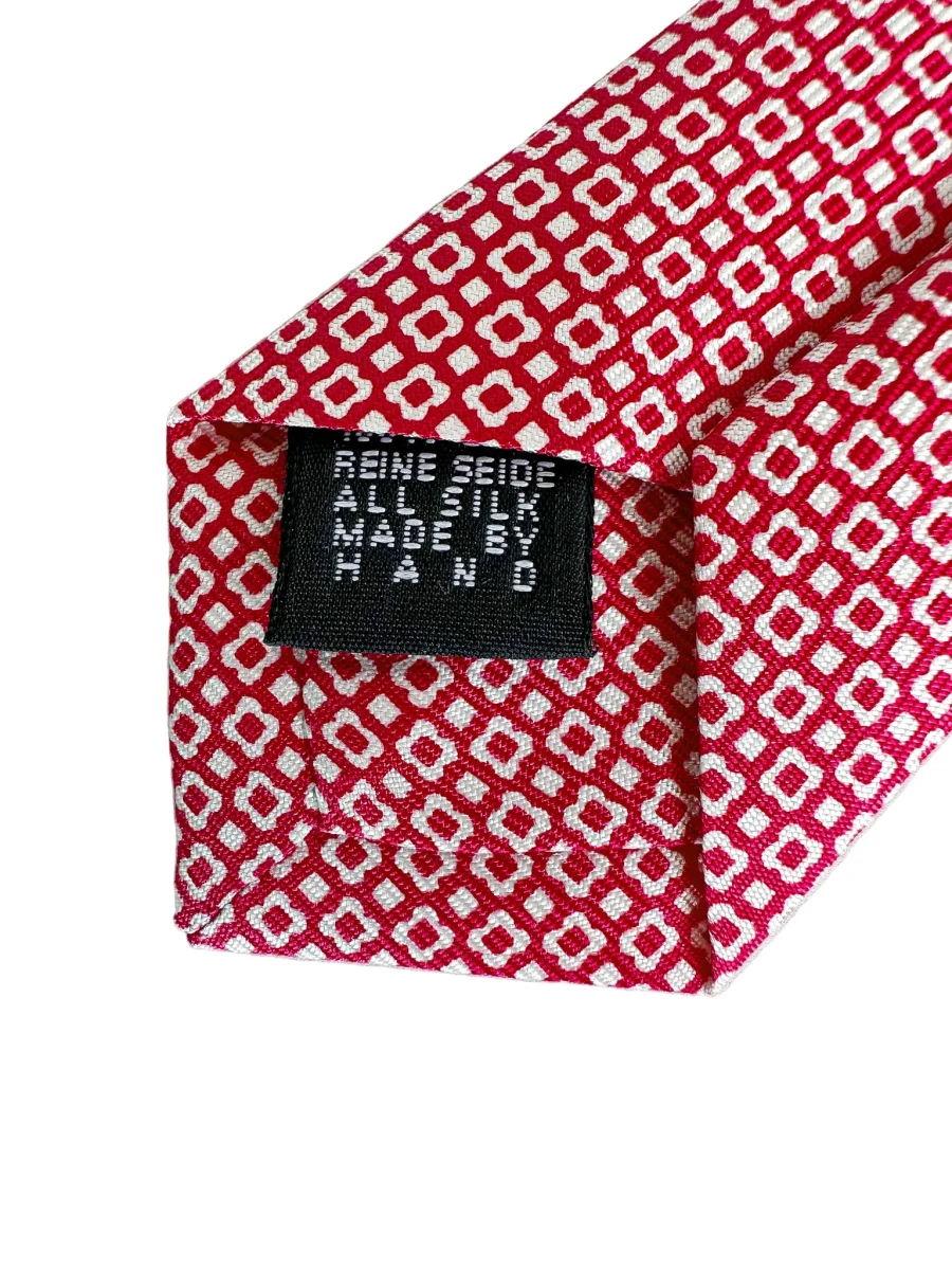 Drake's Pink White Floral Silk Tie - Imagen 8