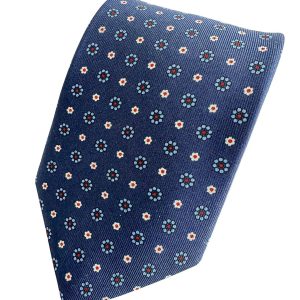 Drake's Navy Daisy Floral Silk Tie