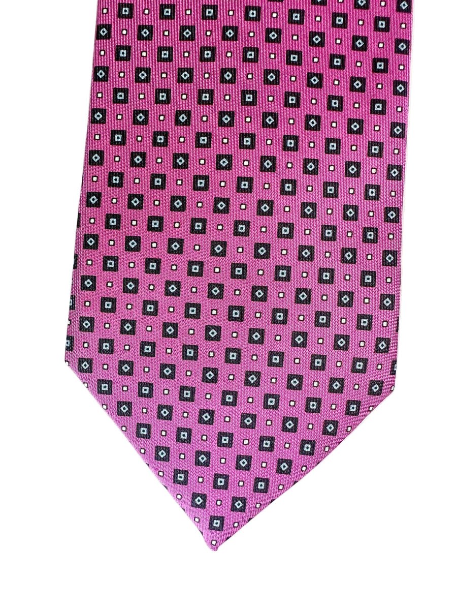 Drake's Pink Navy Diamond Geometric Print Silk Tie - Imagen 4