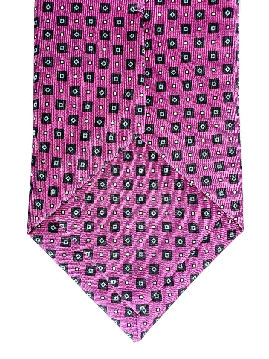 Drake's Pink Navy Diamond Geometric Print Silk Tie - Imagen 5