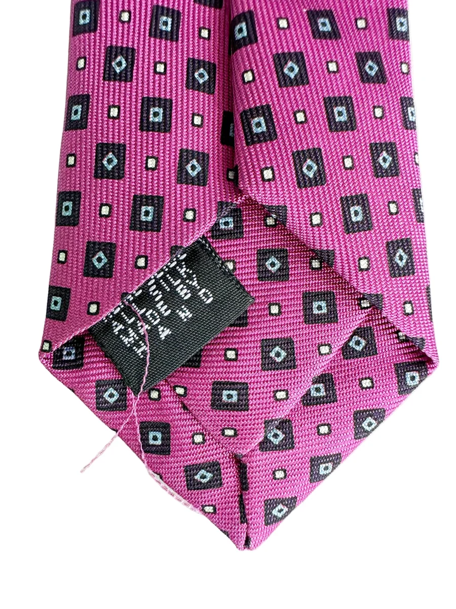 Drake's Pink Navy Diamond Geometric Print Silk Tie - Imagen 7