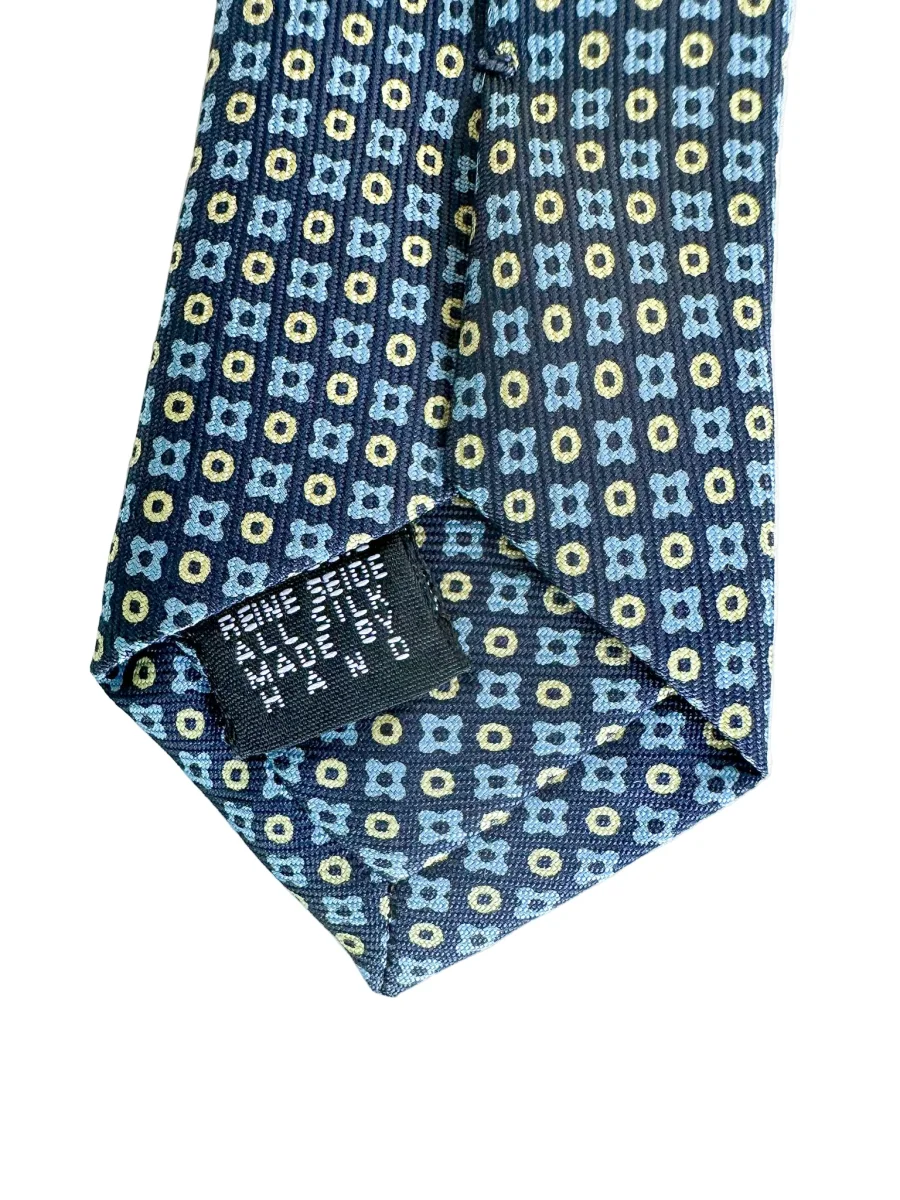 Drake's Geometric Navy Tie With Mustard Blue Floral - Imagen 8