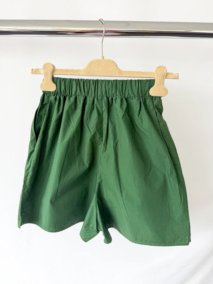 The Frankie Shop Hunter Green Lui Cotton Boxer Shorts - Imagen 7