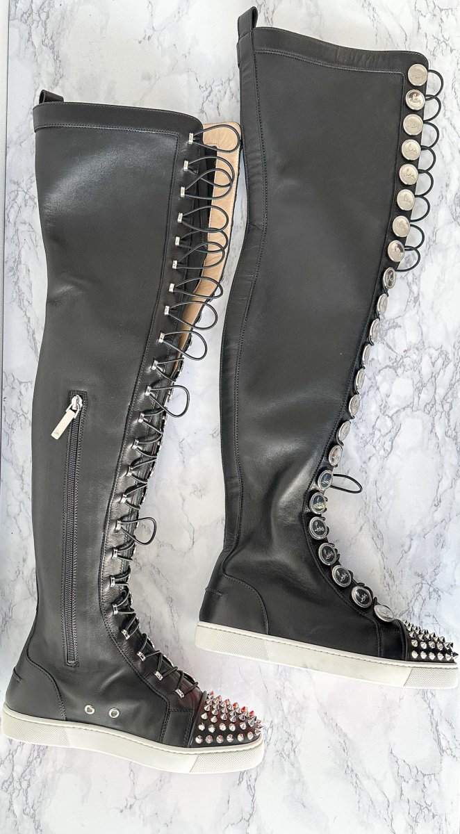 CHRISTIAN LOUBOUTIN BUCHETTA SPIKE TOE LACE UP BOOTS (EU 36) - Imagen 6