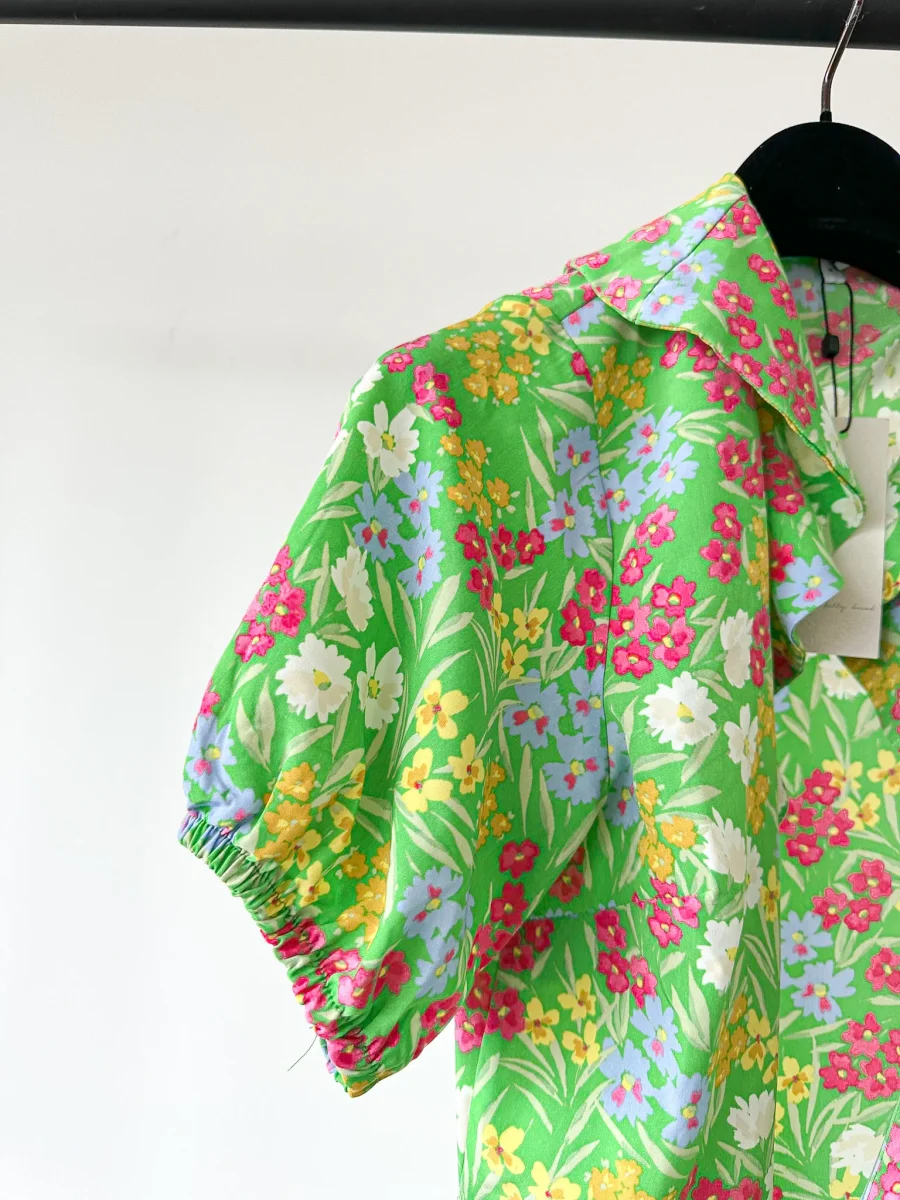 Never Fully Dressed Green Floral Wrap Style Forget Me Not Mini Dress - Imagen 4