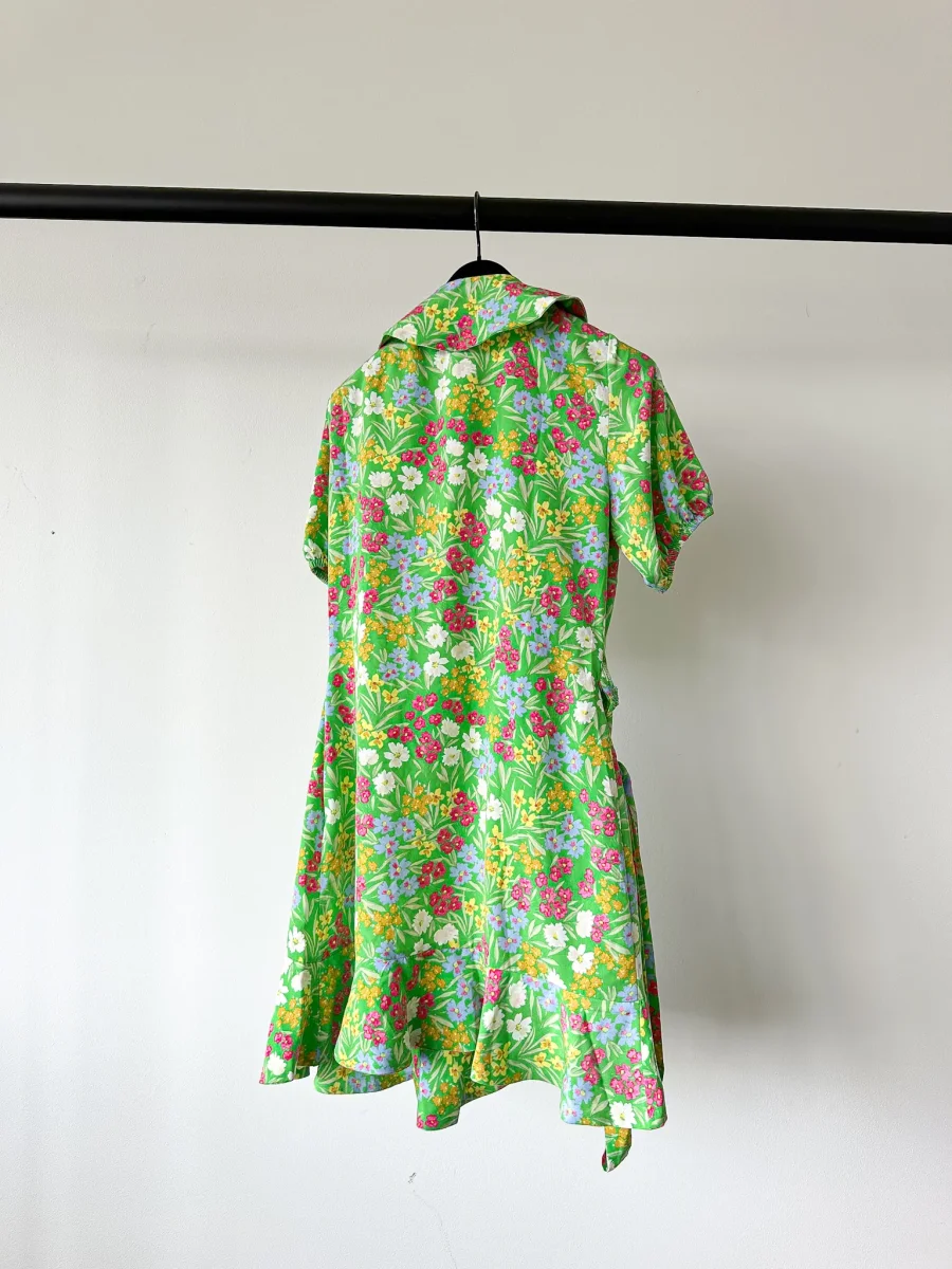 Never Fully Dressed Green Floral Wrap Style Forget Me Not Mini Dress - Imagen 8
