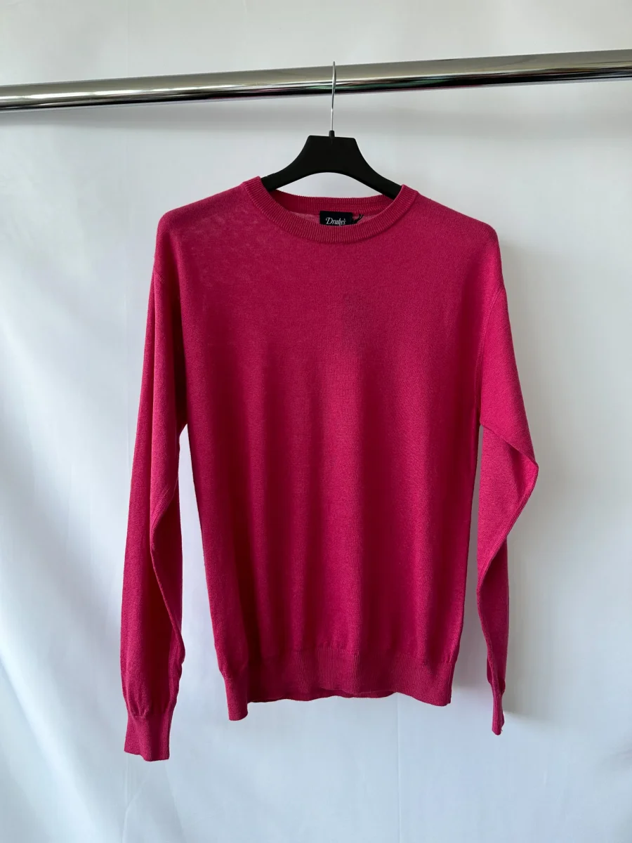 Drake's Linen Cotton Blend Lightweight Sweater In Pink - Imagen 2