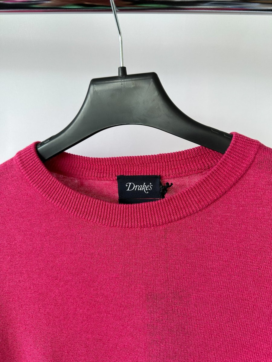 Drake's Linen Cotton Blend Lightweight Sweater In Pink - Imagen 4