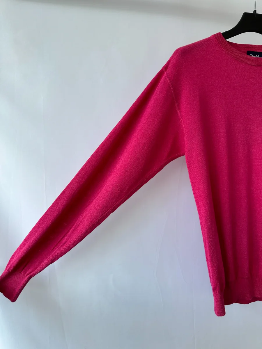 Drake's Linen Cotton Blend Lightweight Sweater In Pink - Imagen 5