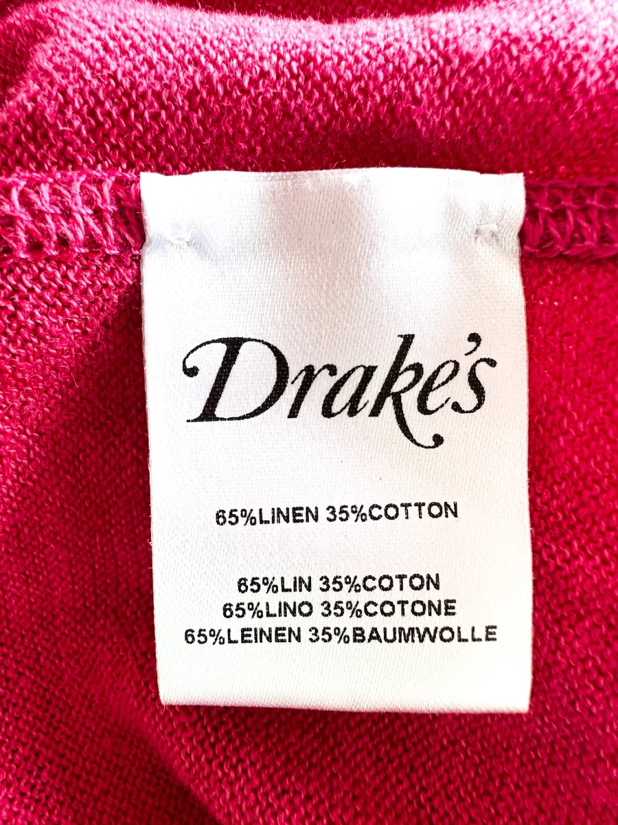 Drake's Linen Cotton Blend Lightweight Sweater In Pink - Imagen 6