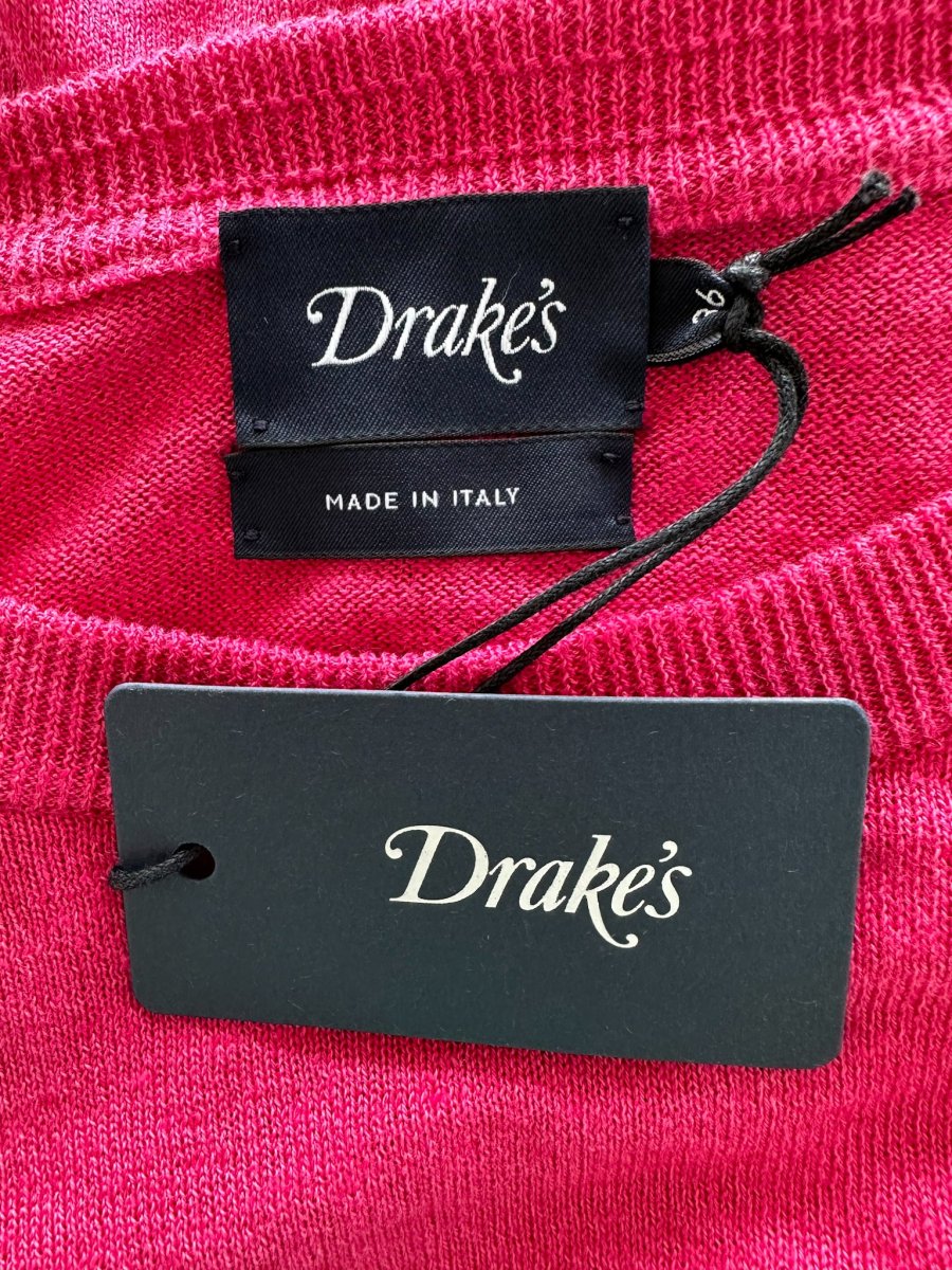 Drake's Linen Cotton Blend Lightweight Sweater In Pink - Imagen 8