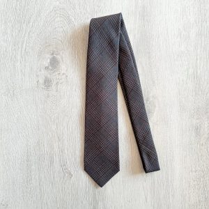 Drake's X Kingsman Prince Of Wales Check Dark Grey Wool Tie