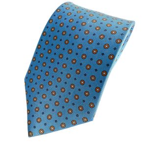Drake's Blue Circle Diamond Print Silk Tie