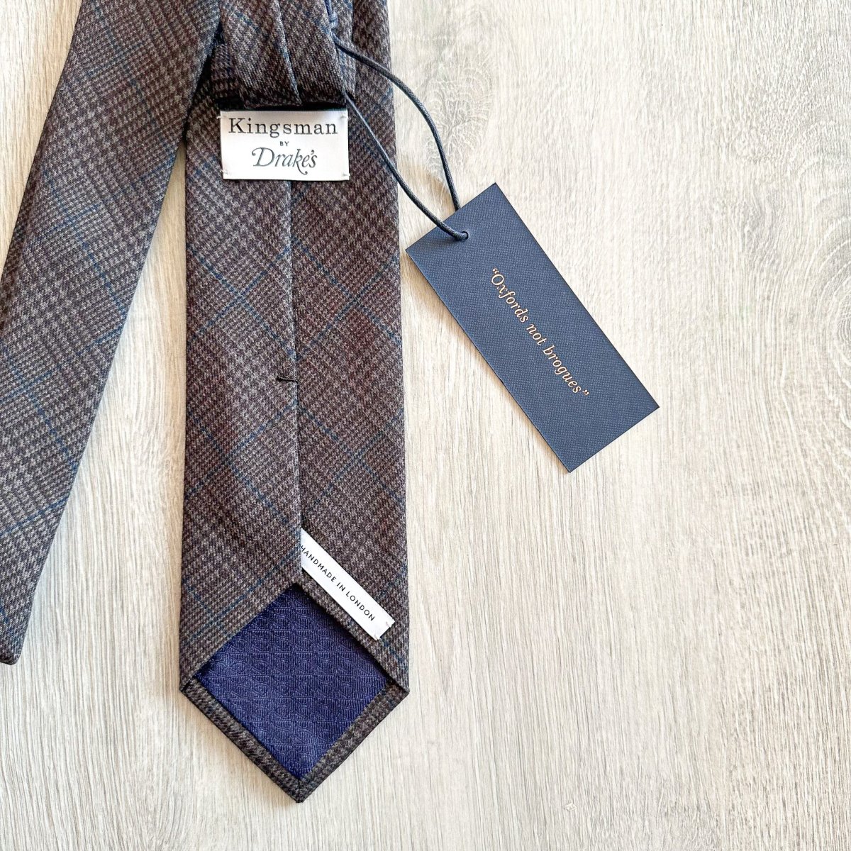 Drake's X Kingsman Prince Of Wales Check Dark Grey Wool Tie - Imagen 4