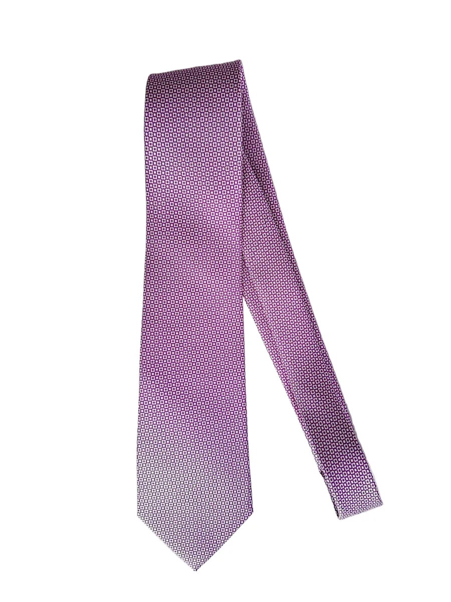 Drake's Purple White Floral Silk Tie - Imagen 3