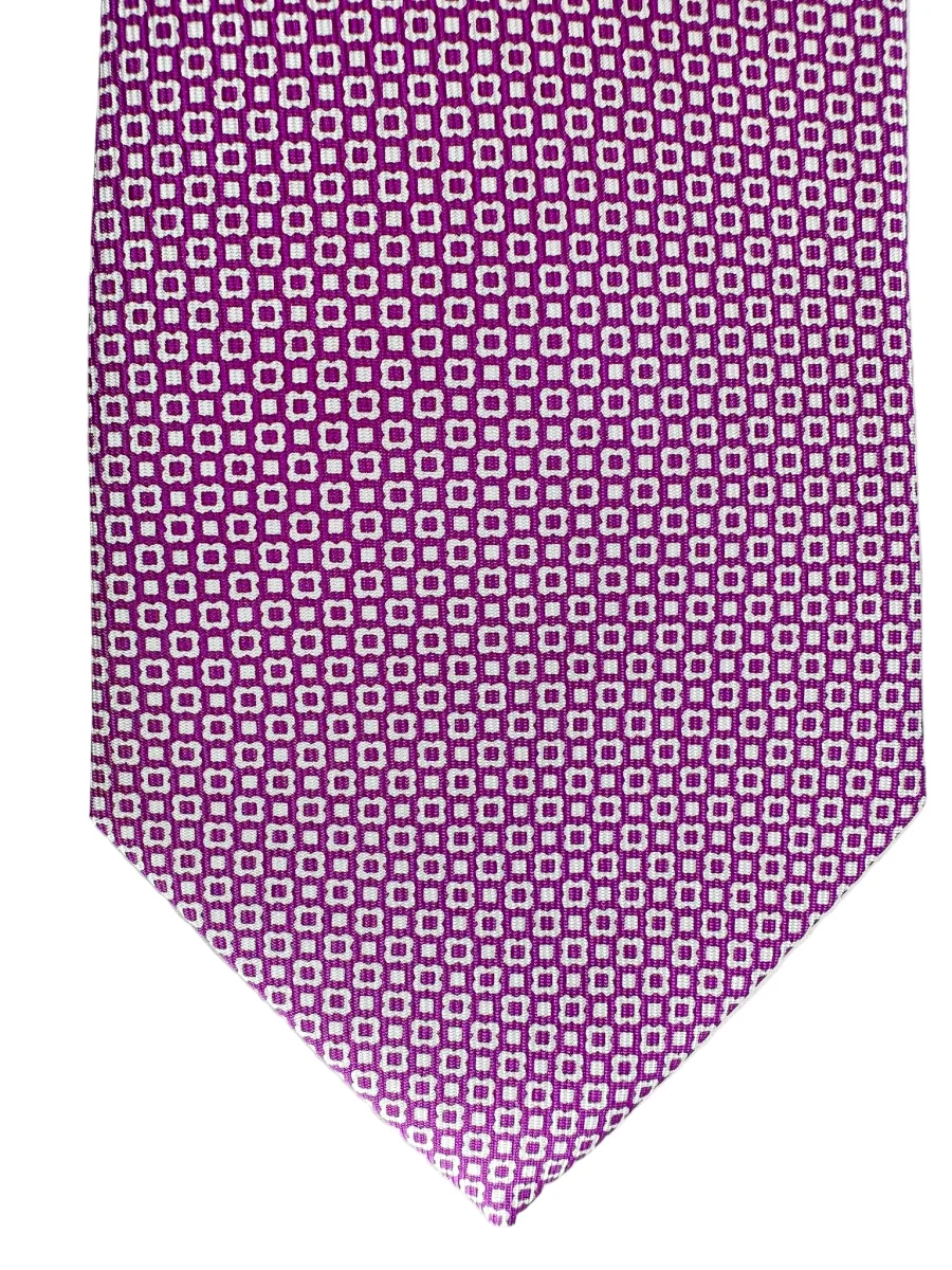 Drake's Purple White Floral Silk Tie - Imagen 4