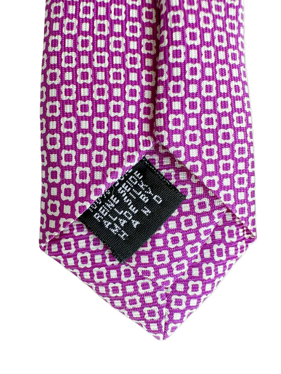 Drake's Purple White Floral Silk Tie - Imagen 6