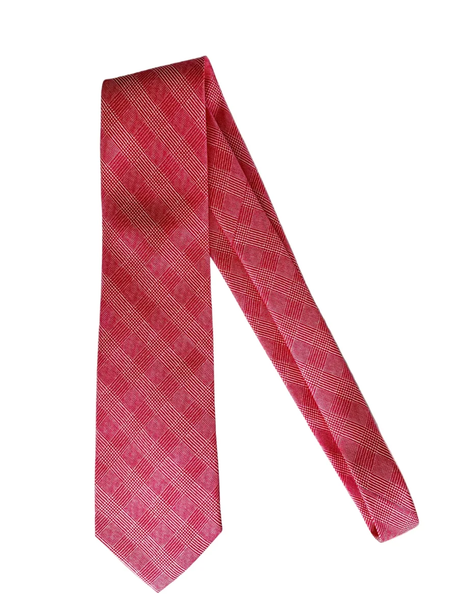 Drake's Pink Checked Silk Tie - Imagen 3