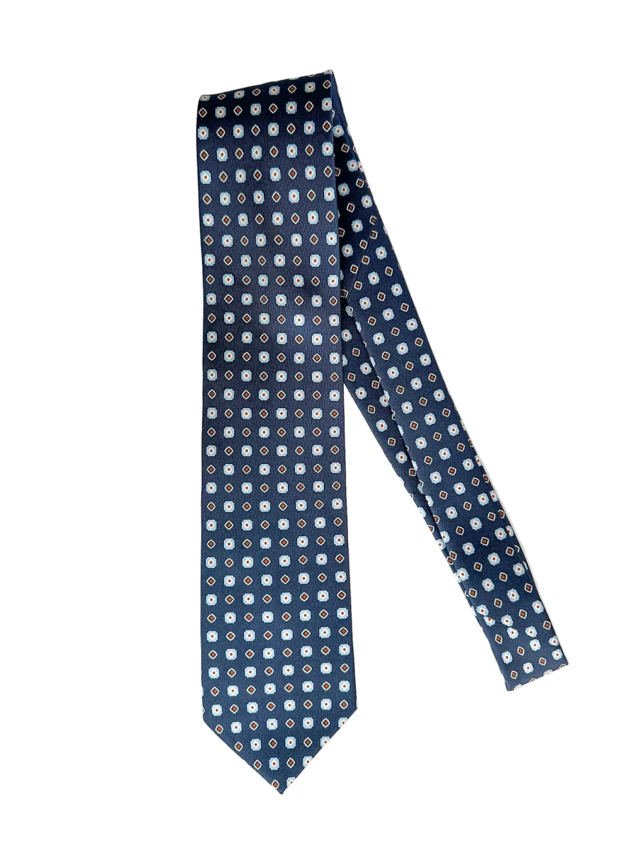 Drake's Navy Aztec Square Print Silk Tie - Imagen 3