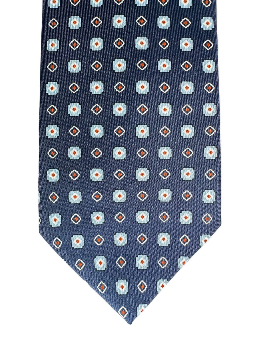 Drake's Navy Aztec Square Print Silk Tie - Imagen 4