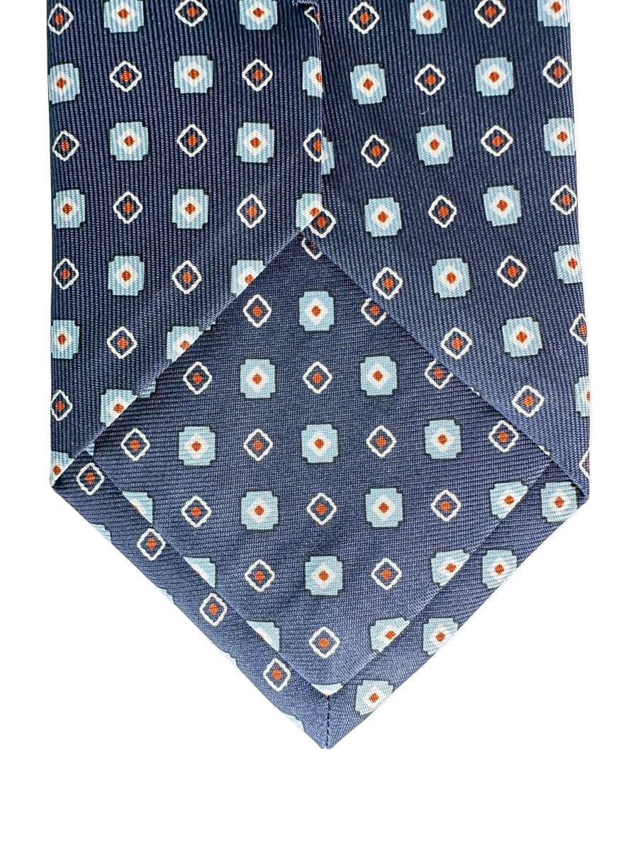 Drake's Navy Aztec Square Print Silk Tie - Imagen 5