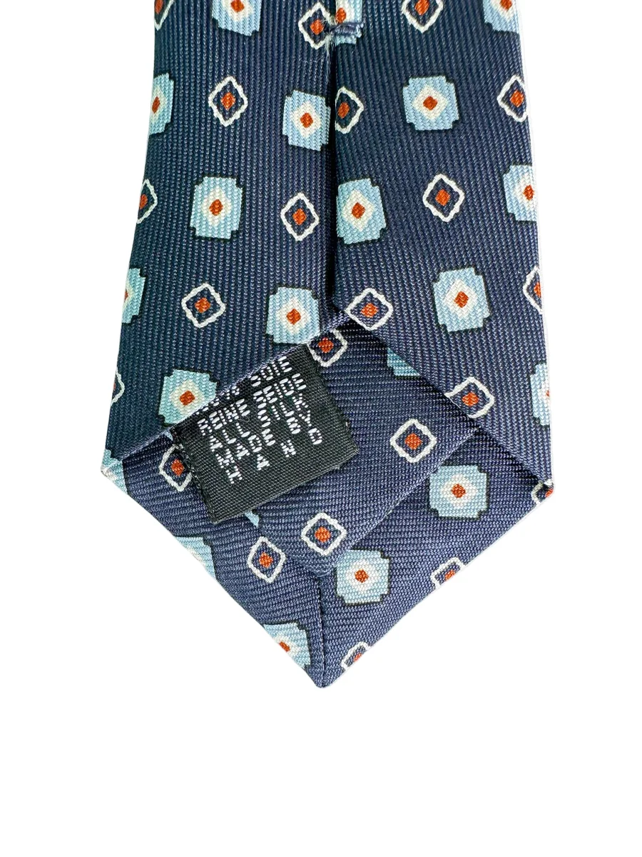Drake's Navy Aztec Square Print Silk Tie - Imagen 6