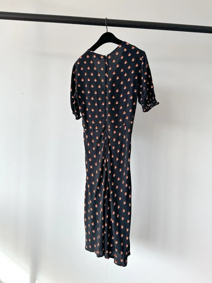 Diane Von Fursternberg Black V-Neck Crepe Printed Dress - Imagen 6
