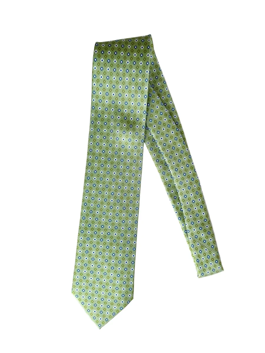 Drake's Green Diamond Print Silk Tie - Imagen 3