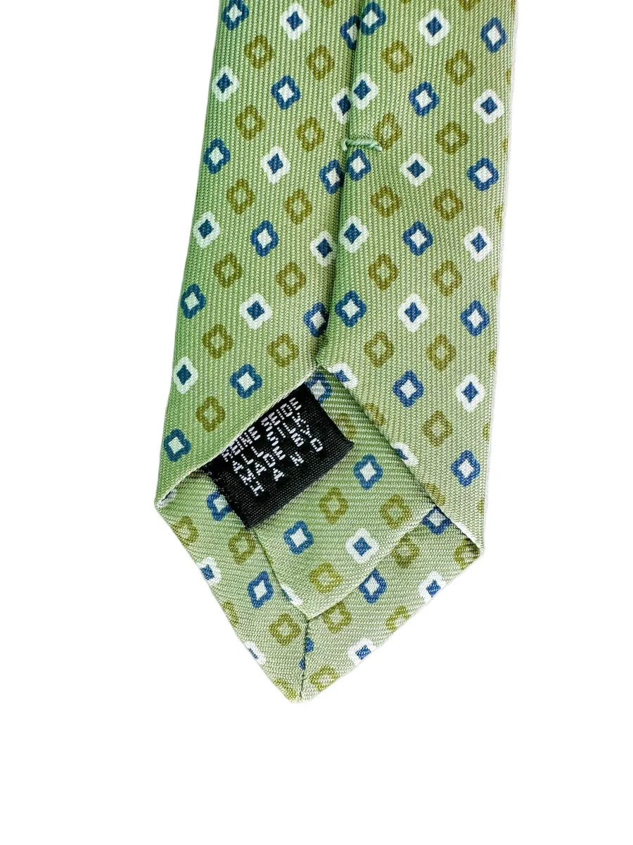 Drake's Green Diamond Print Silk Tie - Imagen 6