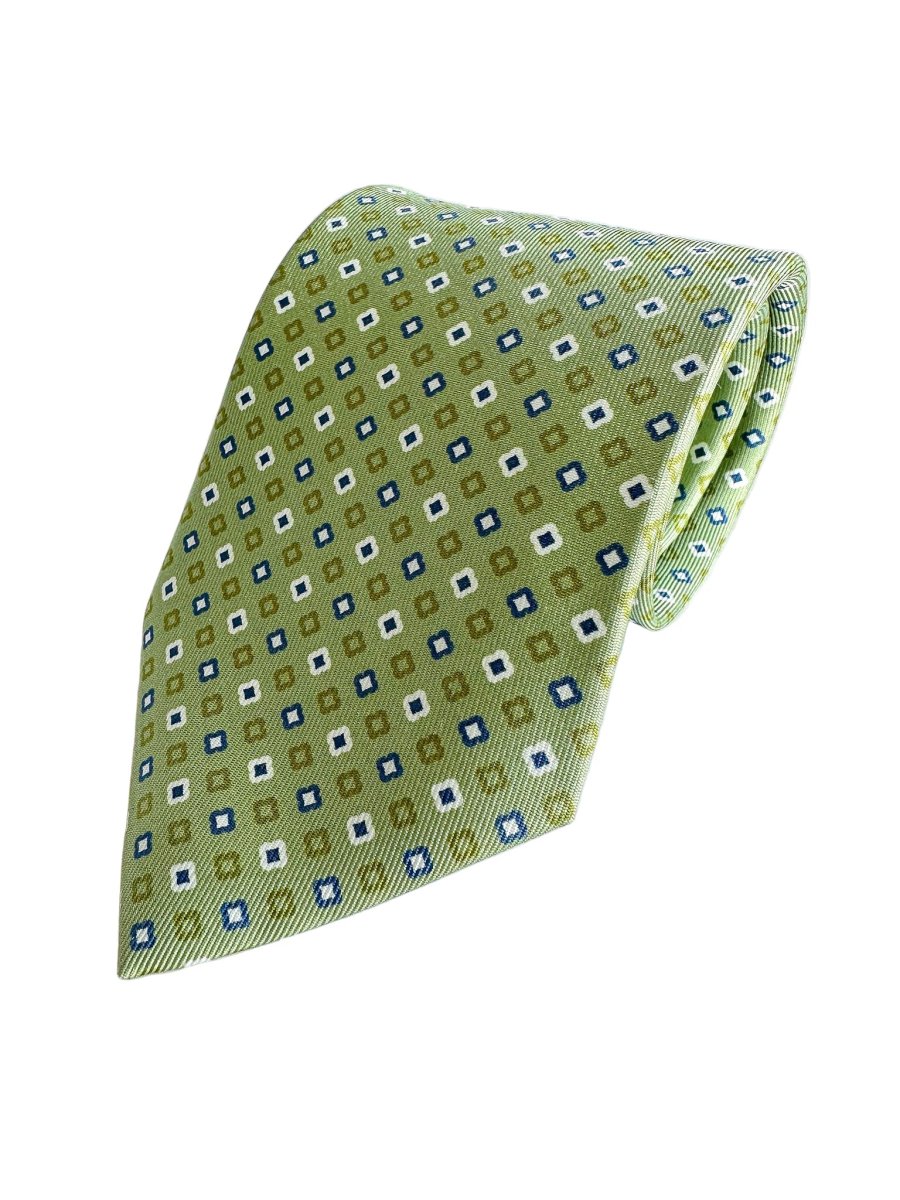 Drake's Green Diamond Print Silk Tie - Imagen 2