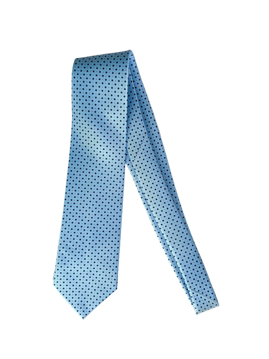Drake's Light Blue Dot Floral Silk Tie - Imagen 3