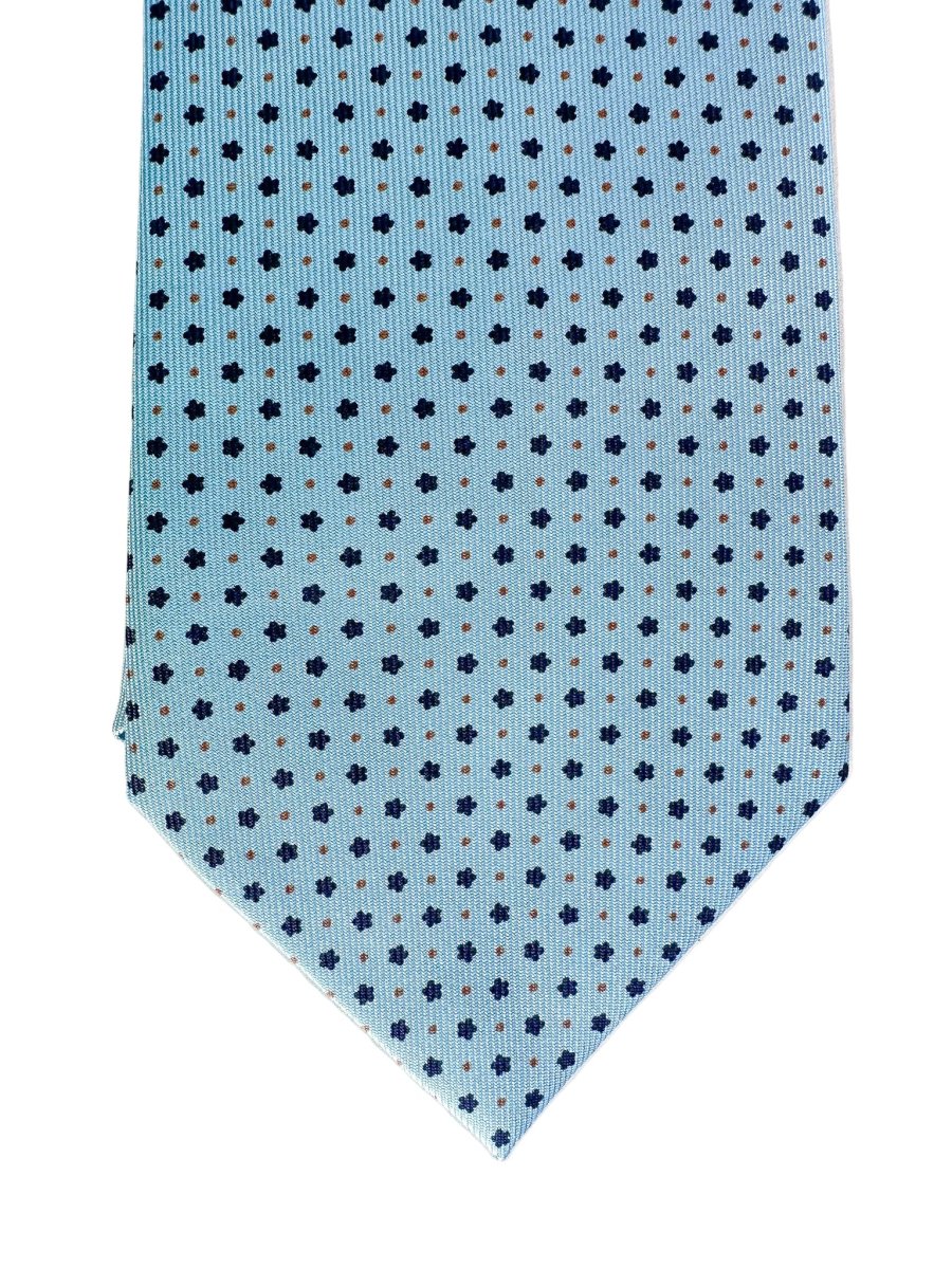 Drake's Light Blue Dot Floral Silk Tie - Imagen 4