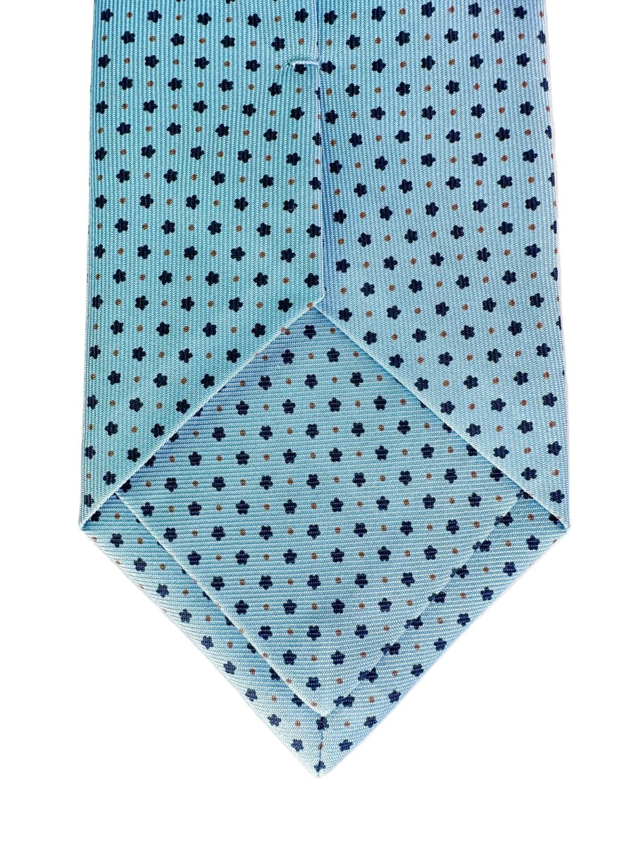 Drake's Light Blue Dot Floral Silk Tie - Imagen 5