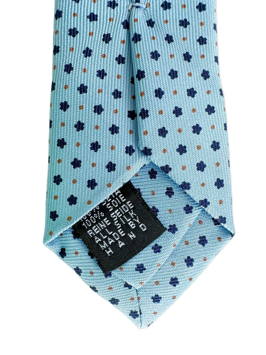 Drake's Light Blue Dot Floral Silk Tie - Imagen 6
