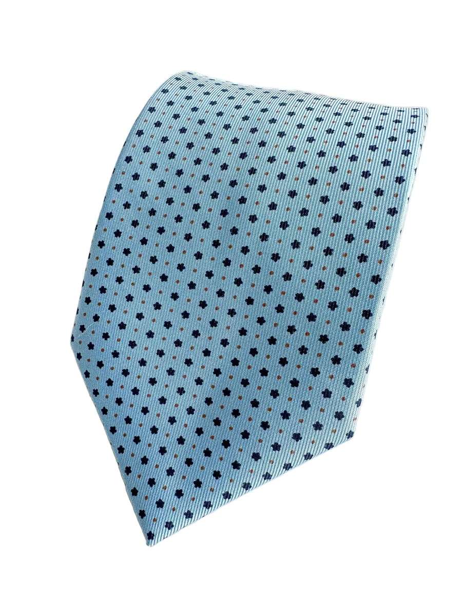 Drake's Light Blue Dot Floral Silk Tie - Imagen 7