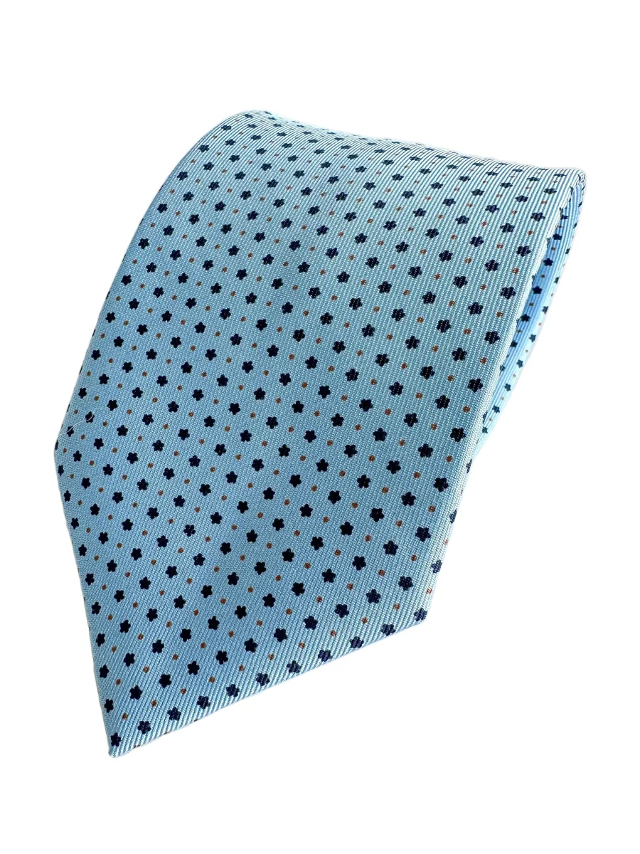 Drake's Light Blue Dot Floral Silk Tie - Imagen 2