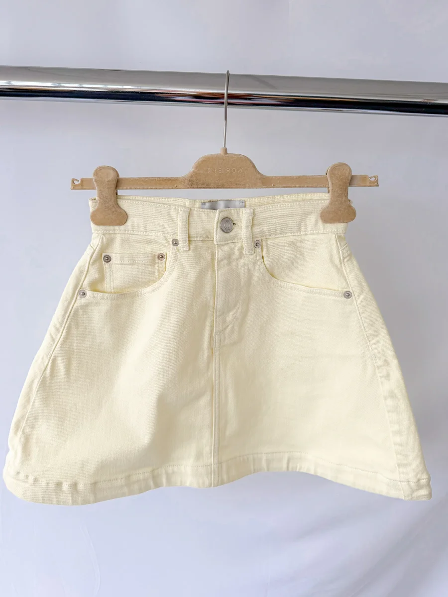 Coperni Light Yellow Trapeze Denim Mini Skirt - Imagen 3