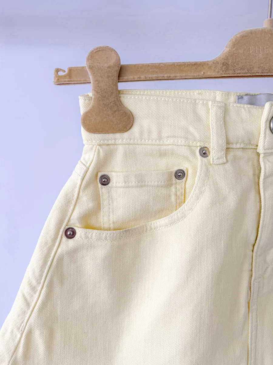 Coperni Light Yellow Trapeze Denim Mini Skirt - Imagen 4