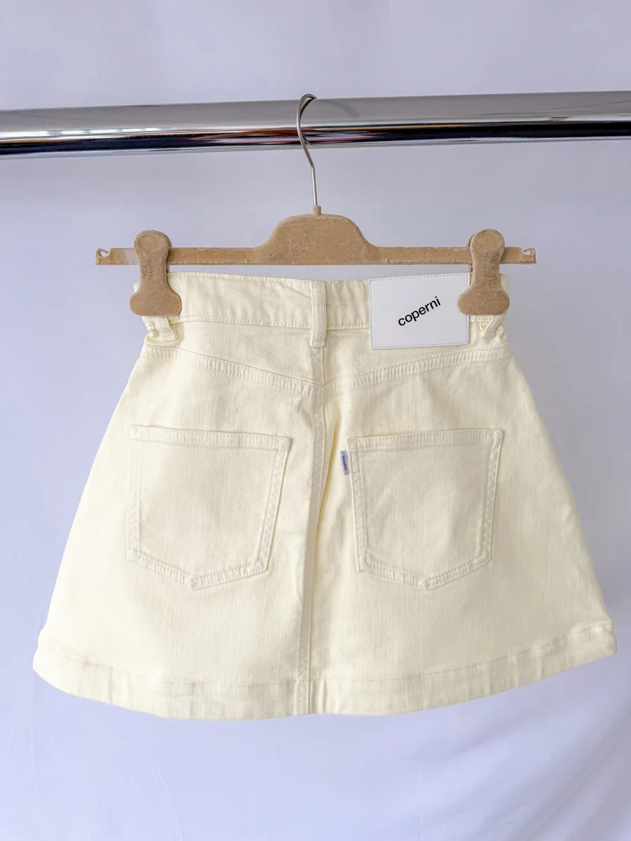 Coperni Light Yellow Trapeze Denim Mini Skirt - Imagen 6