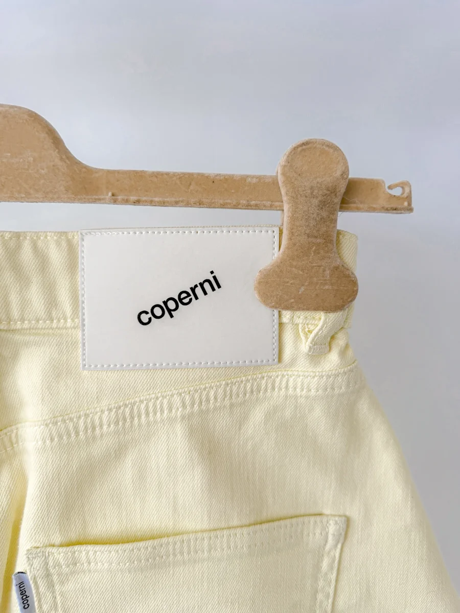 Coperni Light Yellow Trapeze Denim Mini Skirt - Imagen 8