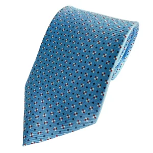 Drake's Light Blue Diamond Dot Silk Tie