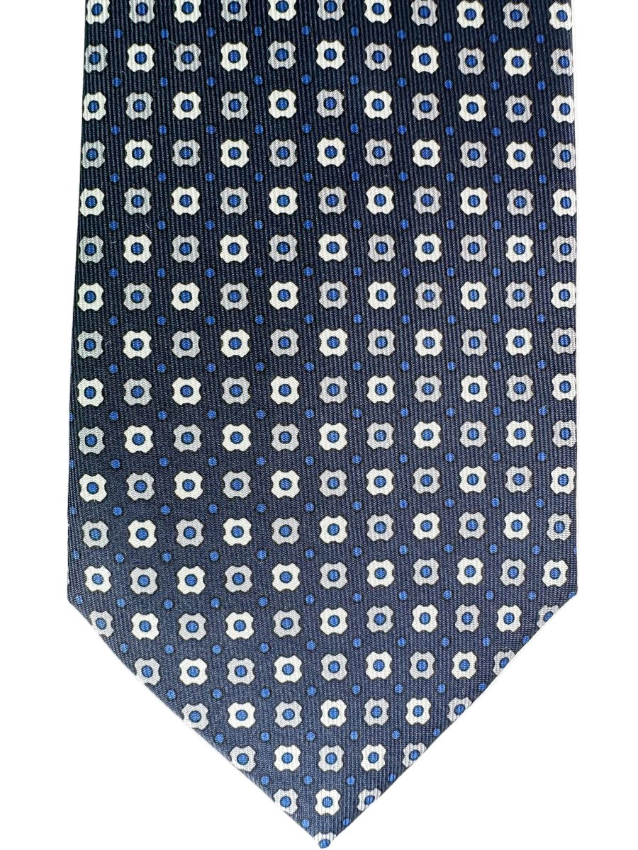 Drake's Navy Floral Silk Tie With Ecru Floral - Imagen 4