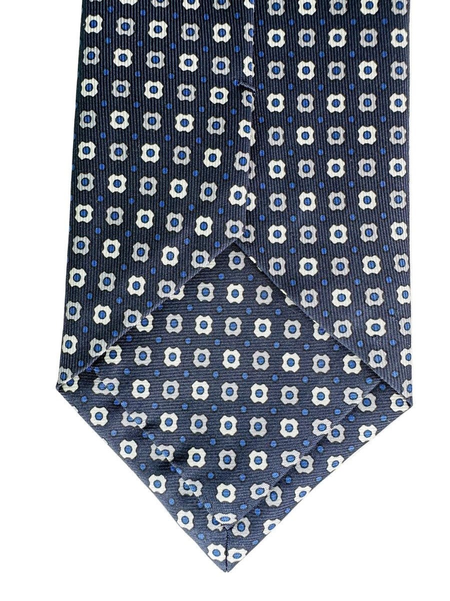 Drake's Navy Floral Silk Tie With Ecru Floral - Imagen 5