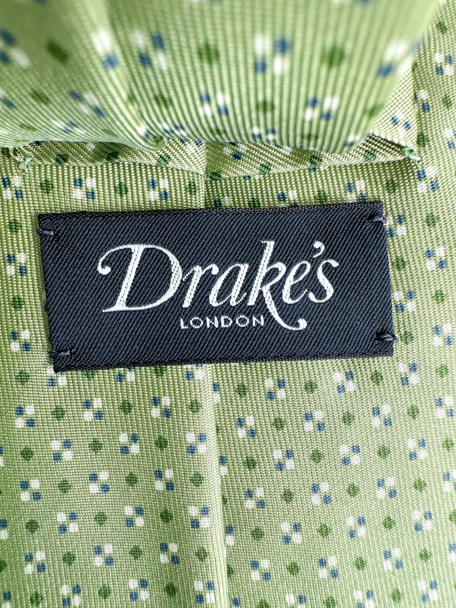 Drake's Green Diamond Dot Silk Tie - Imagen 6
