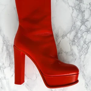 Alexander McQueen Red Platform Red Sole High Heel Boots