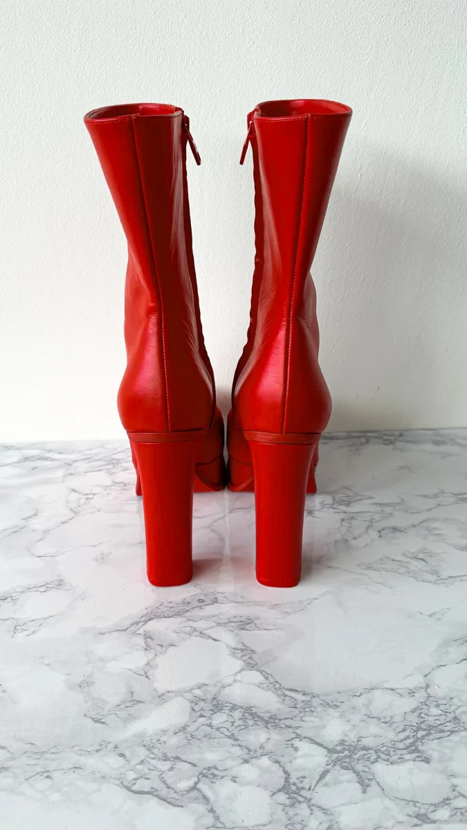 Alexander McQueen Red Platform Red Sole High Heel Boots - Imagen 6