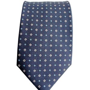 Drake's Navy Diamond Print Silk Tie